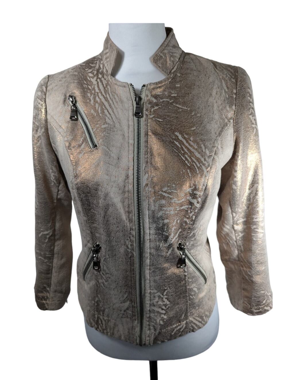 BKE Moto FauxSuede Jacket Sz Swith gold dusting Bust 36"Waist 32"Cb17" crop back